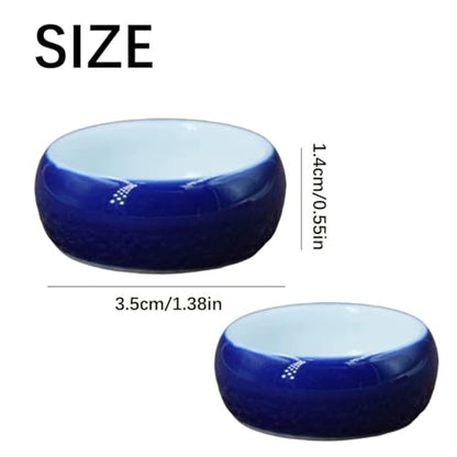 2 Pack Ceramic Hermit Crab Food Bowl Hermit Crab Food Dish Reptile Water Dish Aquarium Accessory for Turtle Bearded Dragon Lizard Gecko Tortoise (Blue, Round)