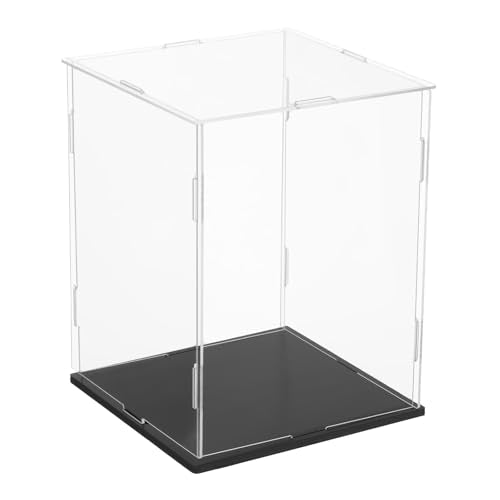 uxcell Acrylic Clear Display Case for Collectibles Self-Assemble Display Boxes Black Base Dustproof Countertop Storage Box for Collectibles Action Figures, 5.9 x 5.9 x 7.9 Inch - size: 5.9 x 5.9 x 7.9 Inch