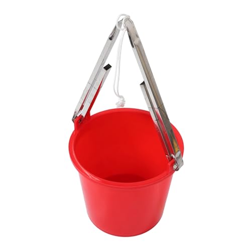 Heavy-Duty Utility Bucket Stainless Steel Grip Handle Versatile Mopping and Cleaning Pail for Home Fishing and Camping Vibrant Red Stand for Easy Use
