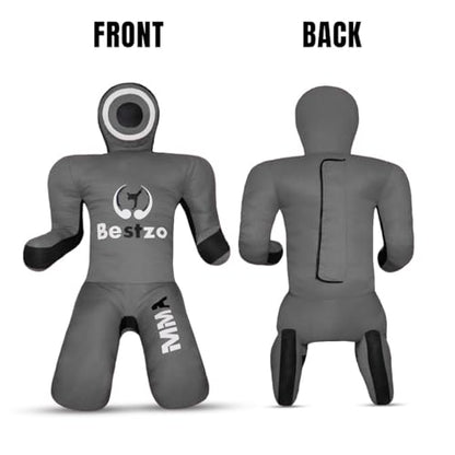 MMA Grappling Dummy- Brazilian Jiu Jitsu Dummy Wrestling Grappling BJJ Dummy, Judo Punching Bag Throwing Dummy for Karate, Boxing Training Gray-UNFILLED - size: 59 in (5FT)
