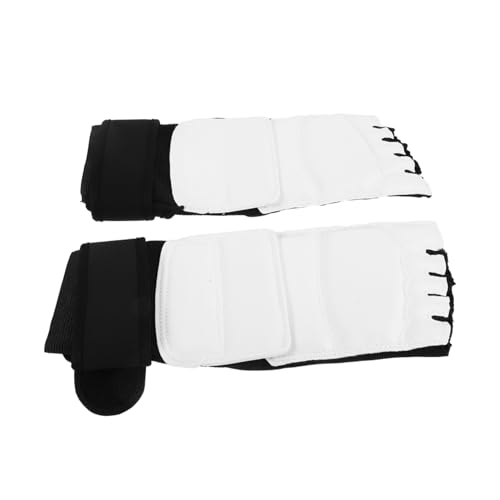 BESPORTBLE Taekwondo Double-Layer Reinforcement and Ventilated Design Foot Protector 1 Pair White Pu Sparring Gear Lightweight and Comfortable for Kickboxing Sessions and MMA Sparring Drills