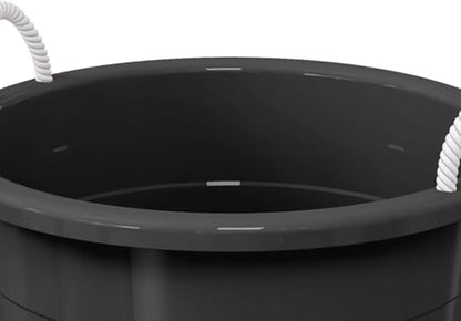 17 Gallon Flexible Plastic Storage Tub with Rope Handles, Multi-Purpose Collapsible Utility Bucket, Black