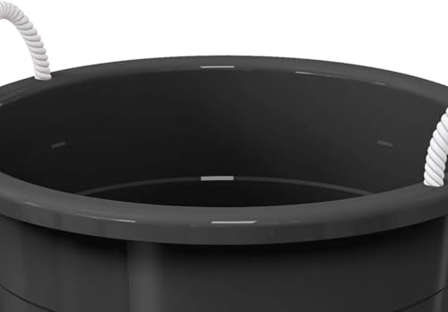 Black 17 Gallon Flexible Plastic Tub with Sturdy Rope Handles, Heavy Duty Multipurpose Utility Bucket for Outdoor Indoor Use, Collapsible Storage Container for Water, Tools, or Supplies