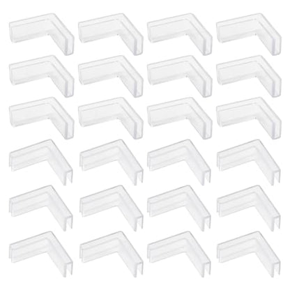 Glass Connector, 24Pcs Plastic 90 Degree Glass Clamps Transparent Glass to Glass Connectors Rimless Clip Holder for Fixing or DIY Fish Tank, Glass Acrylic Display Cabinet (5mm)