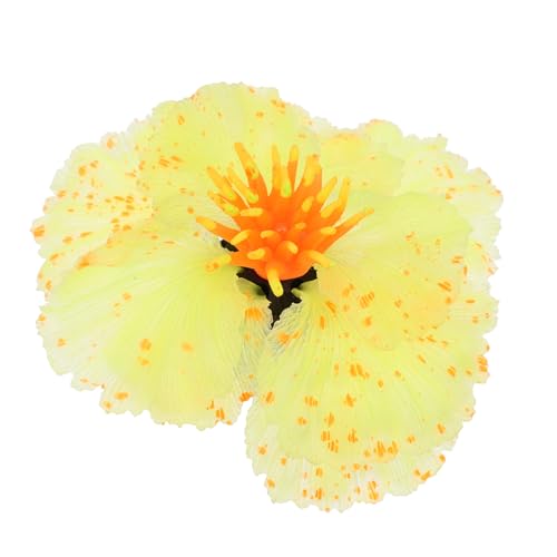 Mobestech Yellow Silicone Aquarium Water Plant Decor Realistic Artificial Aquatic Ornament for Fish Tank Landscape Lightweight Hideaway for Betta and Freshwater Fish