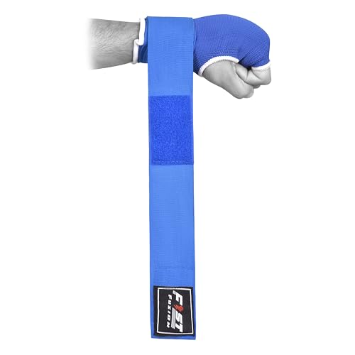 Boxing Inner Gloves Cotton Cloth Stretchable Gel Padded Kickboxing MMA Training Gloves Long Wrist Support Gloves - color: Blue, size: Large/XL