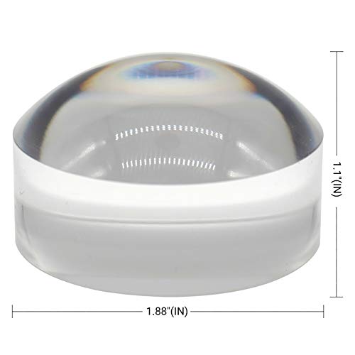 Sanung 8X Dome Magnifying Glass High Definition Round High Transparent Acrylic Optical Magnifier Reading Aid Paperweight Half Ball Lens Magnifier for Reading Books Map Newspapers