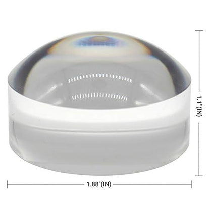 Sanung 8X Dome Magnifying Glass High Definition Round High Transparent Acrylic Optical Magnifier Reading Aid Paperweight Half Ball Lens Magnifier for Reading Books Map Newspapers