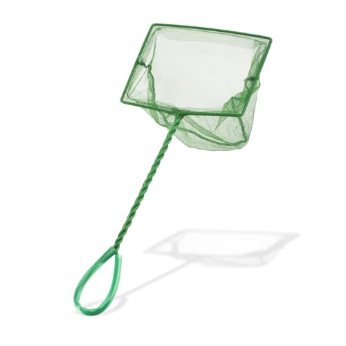 Aquarium Fish Net Small Betta Fish Tank Cleaning Net Sludge Food Residue Wastes Skimmer with Soft Fine Mesh and Braided Matal Handle for Small Ponds and Pools(6 inch) - size: 6 inch