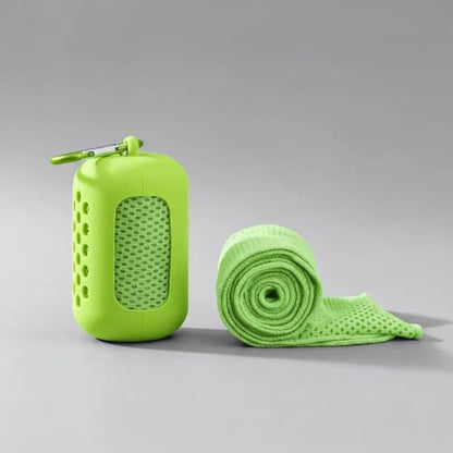 Cooling Towel with Silicone Case, Quick Dry Sports Towel, 11.8 x 35.4 in - color: Green, size: Medium