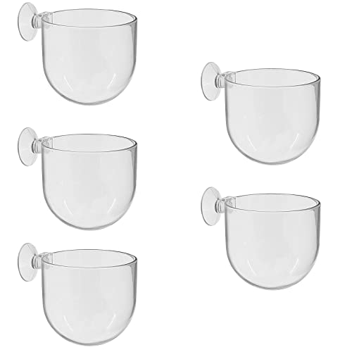 Uenhoy 5 Pcs Plastic Aquatic Plant Pots, Aquarium Plant Pots with Suction Cups, Acrylic Aquarium Planter, Red Shrimp Live Plant Fish Tank Holder - size: 5 Pcs