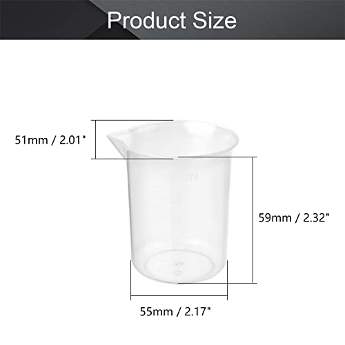 Othmro 3Pcs 100ml Measuring Cups PP Plastic Graduated Beaker Clear Scale Cups Plastic Graduated Cups Liquid Measuring Mixing Cups Graduated Plastic Measuring Cups for Lab Kitchen Liquids Transparent