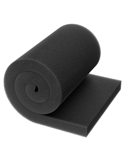 Pawfly Aquarium Filter Media Pad for Fish Tank Filters Aquarium Filter Media Sponge Filter Floss Roll for Sumps Ponds Hydroponics Black Foam Floss for Water Filtration, 36" L x 12" W - size: 36" x 12" x 1"