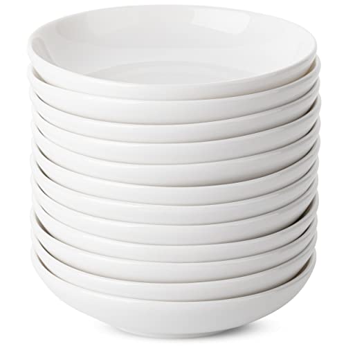 Brew To A Tea - Ceramic Porcelain Dipping Bowls, 3 Oz, Set of 12, White, Modern Style, Round Shape, Classic Theme, Oven Safe, Microwave & Dishwasher Safe