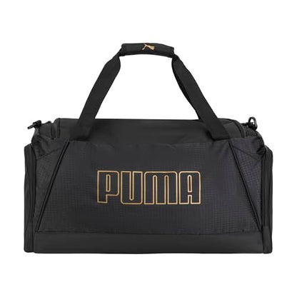 PUMA Accelerator Duffel Bag with Removable Strap & Shoe Pocket - color: New Gold/Black
