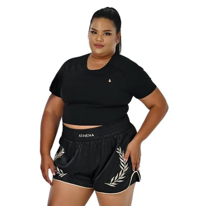 Women's Black Gold Muay Thai MMA Shorts Athena with Built-in Safety Compression Tights. Muay Thai Kickboxing Training - size: Medium
