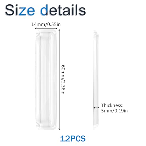 INCREWAY 12Pcs Clear Silicone Bumper Strips, Self-Adhesive Anti-Collision Pads for Cabinet, Chair, Table, Door, Drawer, Toilet Lid, Furniture Surface Protection Wall Guard Noise Reduction (14×60×5mm)