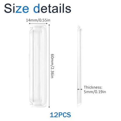 INCREWAY 12Pcs Clear Silicone Bumper Strips, Self-Adhesive Anti-Collision Pads for Cabinet, Chair, Table, Door, Drawer, Toilet Lid, Furniture Surface Protection Wall Guard Noise Reduction (14×60×5mm)