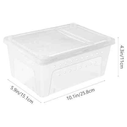 POPETPOP Reptile Breeding Box Plastic Spider Enclosure : Reptile Feeding Box Spider Terrarium - Transparent Hatching Container for Lizard Gecko, 25.8X15.1X11cm
