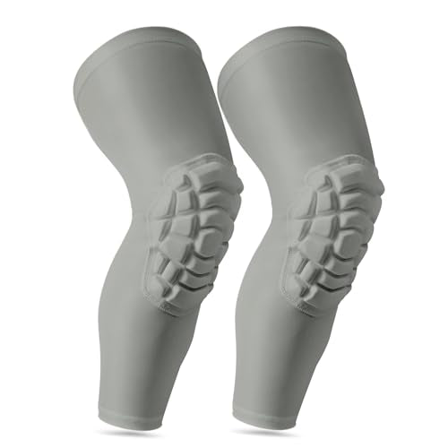 Knee Pads Compression Leg Sleeve Wrestling Volleyball Football Knee Pads, Knee Compression Sleeve for Youth Adult, 1 pair of Knee Sleeves ((#1) Gray-2pcs,Large) - color: (#1) Gray-2pcs, size: Large
