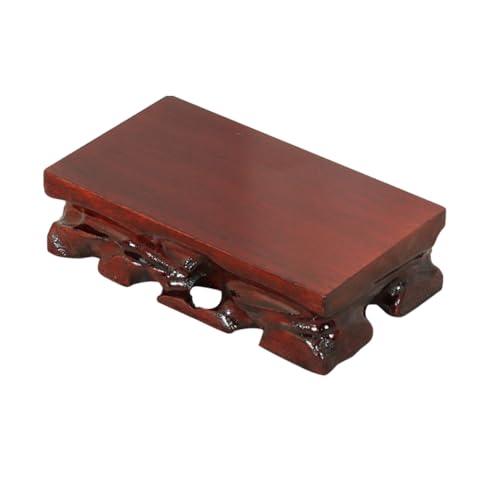 GOLDY&WENDY Rectangular Rosewood Pedestal Chinese Solid Wood Hollow Carving Smooth Polished Vase Fishbowl Buddha Statue Display Base - size: 3.9" L X 2.3" W X 1.7" H