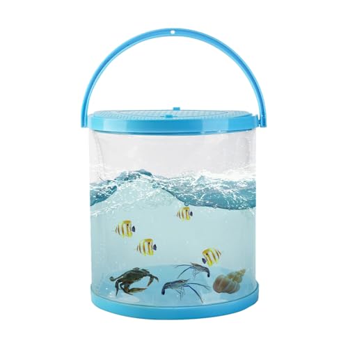 Foldable Small Aquarium, Portable Fish Tank, Fish Transport Container, Plasitc Fish Bowl, Beginner Tank, Great Concept for Catching and Release Critters, Beach, Pool and Lake - color: Blue, size: Small