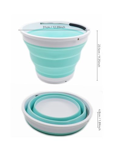 SAMMART 10L (2.64 Gallon) Collapsible Plastic Bucket - Foldable Round Tub - Portable Fishing Water Pail - Space Saving Outdoor Waterpot, 2 Pieces Box Pack