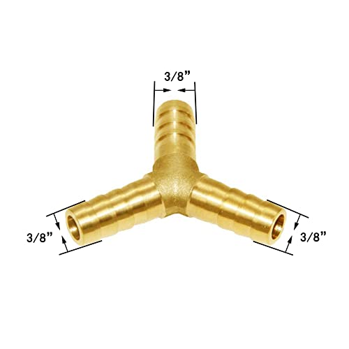 3/8" Hose Barb Y Shaped 3 Way Union Fitting Intersection/Split Brass Water/Fuel/Air - size: 3/8 Inch