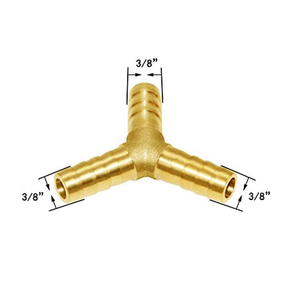 3/8" Hose Barb Y Shaped 3 Way Union Fitting Intersection/Split Brass Water/Fuel/Air - size: 3/8 Inch