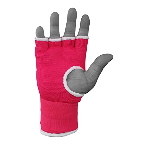 TMA Gel Padded Inner Gloves with Hand Wraps Boxing Gloves, Half Finger Elasticated Bandages, Kickboxing Wraps for Men, Women, Kids MMA, Muay Thai, Kickboxing (Pair) - color: Pink, size: Small-Medium