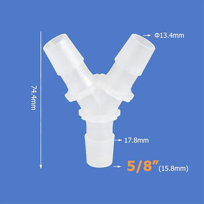 5/8" Hose Barb Fitting Equal Barbed Y Shaped 3 Way Plastic Joint Splicer Mender Adapter Union for Air Line Tubing Pipe (Pack of 4) - size: 5/8"