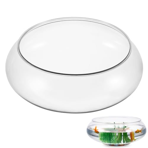 DECHOUS Clear Round Fish Bowl Plastic 7.4 Inch Shallow Vase Bubble Fish Bowl Terrarium Aquatic Plant Pot for Home Decoration Table Centerpiece, 94oz