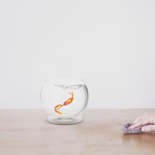 POPETPOP 7.08 Inch Plastic Fish Bowl Small Round Desktop Fish Tank Aquarium Clear Shatterproof Bowl for Home Office Decoration