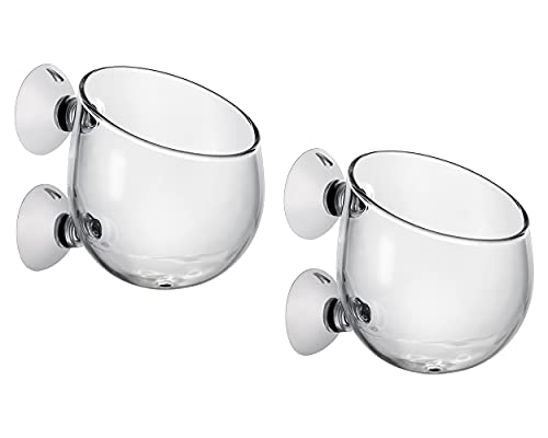Aquatic Plant Cups 2 Pieces Crystal Glass Plant Pot with 2 Suction Cups for Aquarium Decoration