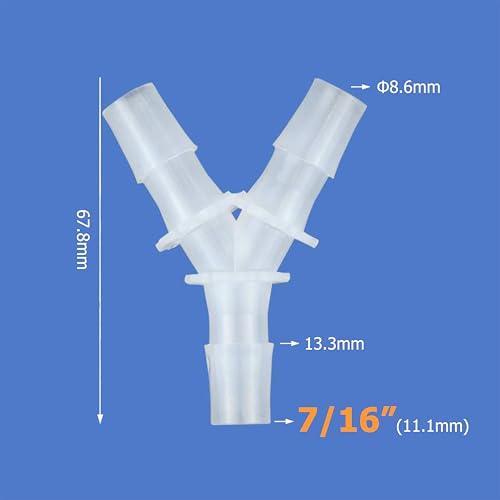 7/16" Hose Barb Fitting Equal Barbed Y Shaped 3 Way Plastic Joint Splicer Mender Adapter Union for Air Line Tubing Pipe (Pack of 4) - size: 7/16"