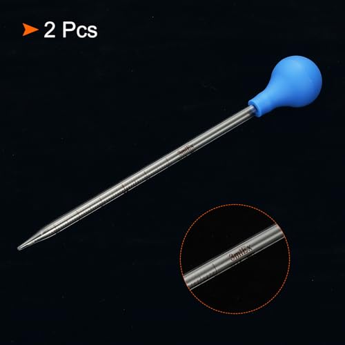 PATIKIL Graduated Dropper Pipettes Kit, 2pcs 3ml Borosilicate Glass Pipette with Rubber Cap for Transfer Liquid for Lab, Chemistry, Clear - size: 3ml