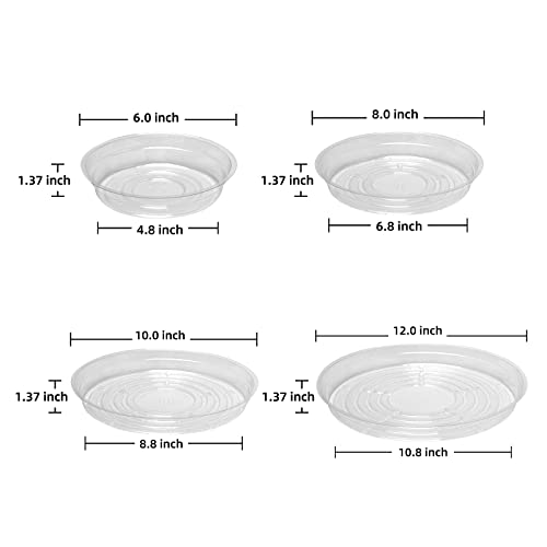 20 Pack Plant Saucers (6 inch / 8inch / 10inch / 12inch) Clear Plant Saucers Flower Pot Tray Excellent for Indoor & Outdoor Plants - style: Multi-Size (6''+8''+10''+12'')