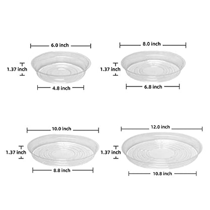 20 Pack Plant Saucers (6 inch / 8inch / 10inch / 12inch) Clear Plant Saucers Flower Pot Tray Excellent for Indoor & Outdoor Plants - style: Multi-Size (6''+8''+10''+12'')