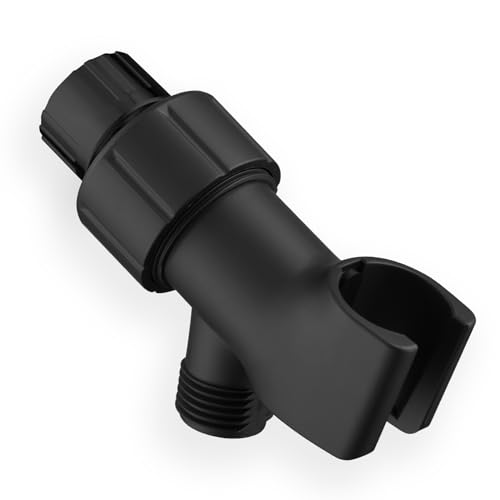 Handheld Shower Head Holder Black Adjustable Shower Arm Mount for Connecting 1/2 Inch IPS Female Inlet and Male Outlet Showerhead Connector Adapter Shower Bracket 1 Pcs - color: Black, size: ABS Standard