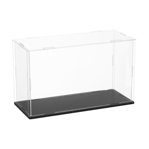uxcell Acrylic Clear Display Case for Collectibles Self-Assemble Display Boxes Black Base Dustproof Countertop Storage Box for Collectibles Action Figures, 9.8 x 3.9 x 5.9 Inch - size: 9.8 x 3.9 x 5.9 Inch