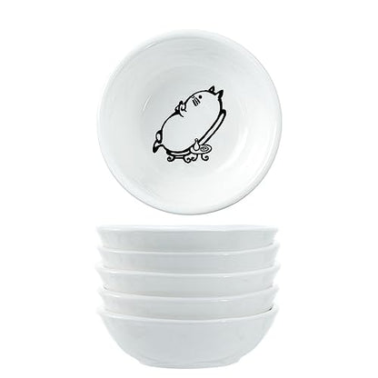 Super Cute Chef Cat Ceramic Sauce Dish/Seasoning Dish/Sushi Soy Dipping Bowl/Appetizer Plates/Serving Dish for Kitchen Home(Set of 6) - color: Chef-Cat