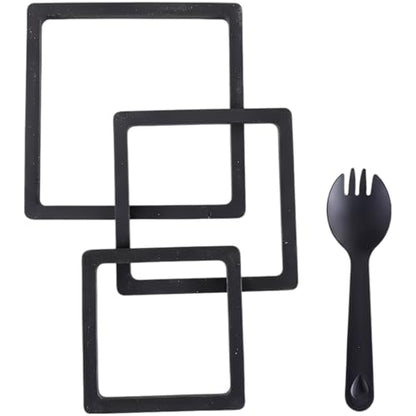 Square Floating Fish Feeding Ring Set, 3 Sizes Aquarium Decoration Interception Tool with Spoon, Duckweed Barrier for Ancient Fish Farming, Suitable for Guppies