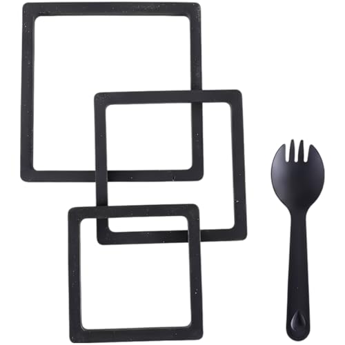 3 Pcs Floating Fish Feeding Ring Set, Square Aquarium Interception Tool for Duckweed Control, Prevents Food Scattering for Guppies and Small Fish, Includes Feeding Spoon, 3 Sizes