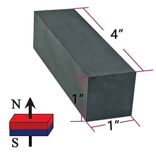 Ceramic Rectangular Square Magnets - Bulk Heavy Duty C8 Grade Rectangle Ferrite Block Magnet 1x1x4 Bar Magnet (Pack of 2)