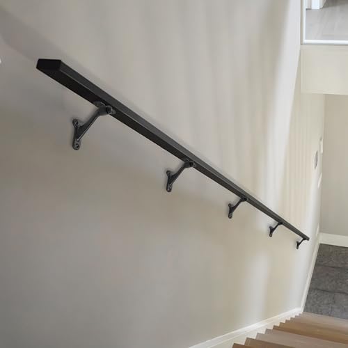 6 Pack 3 Inch Matte Black Hand Rail Bracket Heavy Duty Hardware for Stairways, Home or Office Stair Support Handrail Brackets - style: Matte Black