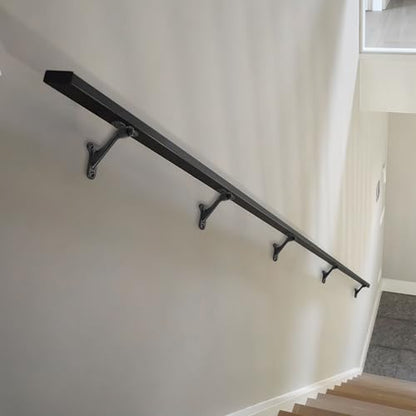 6 Pack 3 Inch Matte Black Hand Rail Bracket Heavy Duty Hardware for Stairways, Home or Office Stair Support Handrail Brackets - style: Matte Black