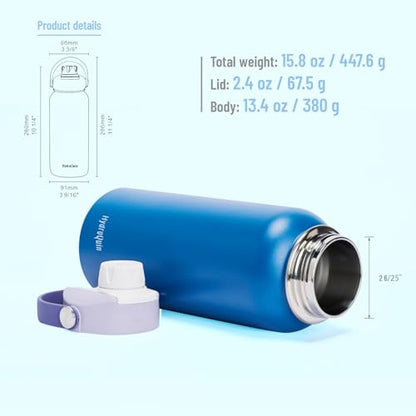 32 oz Insulated Water Bottle Royal Blue Stainless Steel Flask - color: Twilight Wave