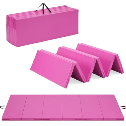 Gymnastics Mat, 3x6FT / 4x8FT 2" Thick Kids' Folding Tumbling Mat - color: 4x8FT-Pink