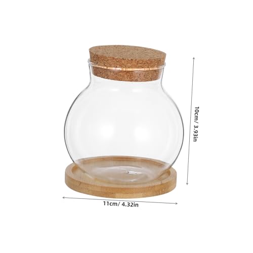 Luxshiny 2set Hydroponic Fish Bowls Glass Aquariums Cushion Cork Lid Stylish Terrarium Holders for Decoration Small for Betta Plants and Hydroponics