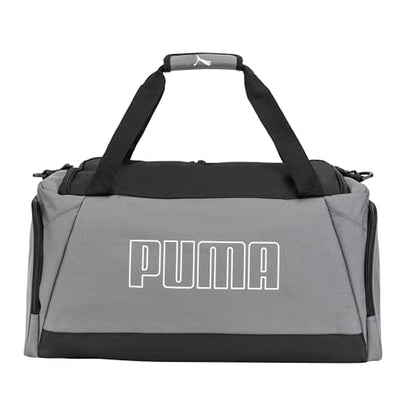 PUMA Accelerator Duffel Bag with Removable Strap & Shoe Pocket - color: Cast Iron/Black/White
